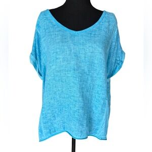 Kaktus Turquoise V-Neck Short Sleeve Tunic